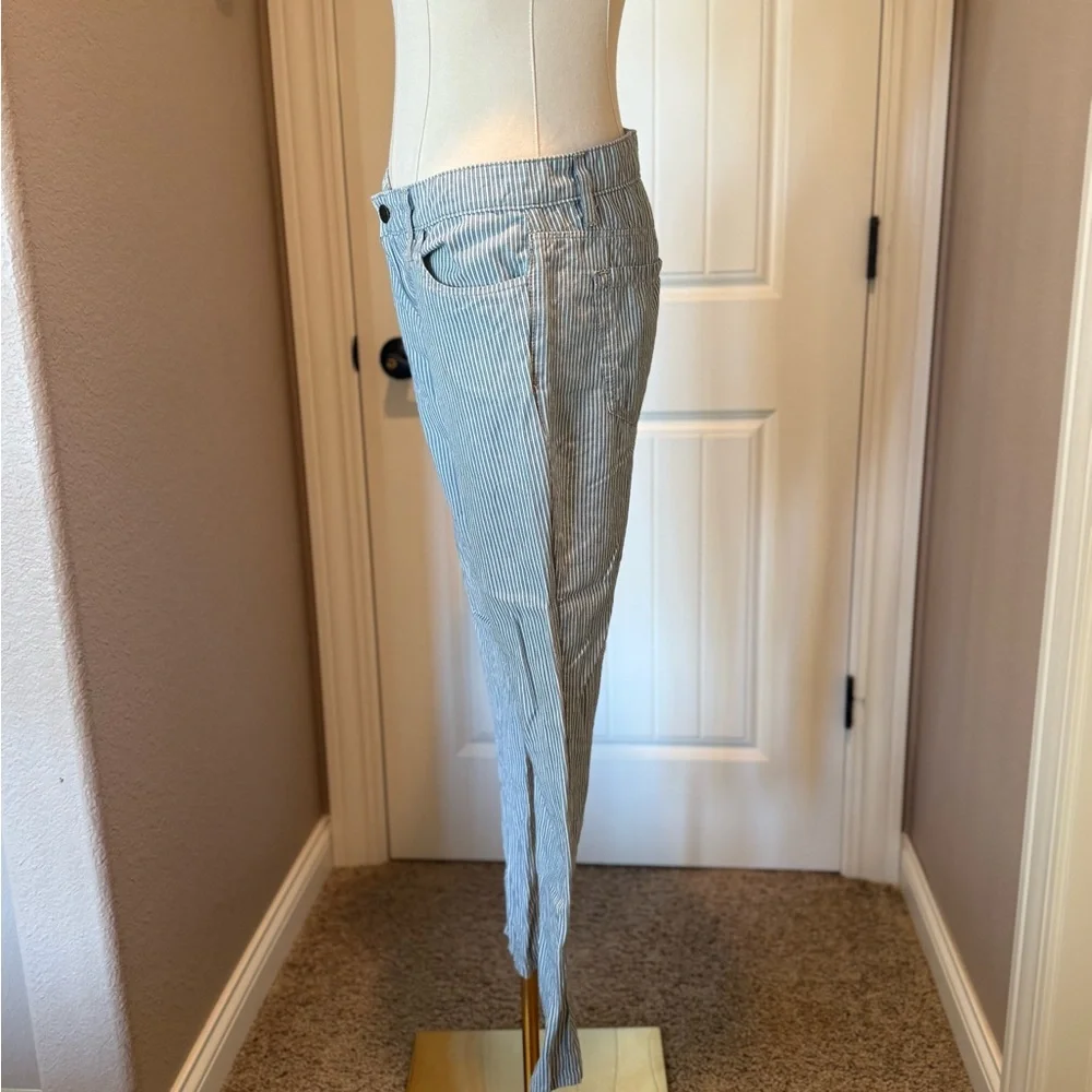 Joe's Jeans Weekender Slim Fit Blue and White Striped Pants - Picture 2 of 6